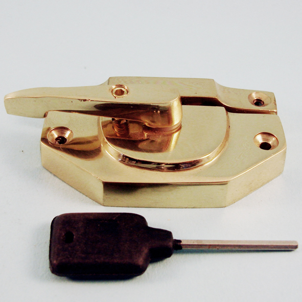 THD194L/PB • Locking • Polished Brass • Locking Modern Sash Fastener